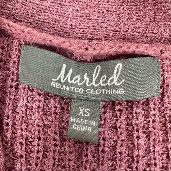 Marled Dusty Rose Open Front Cardigan Long Ribbed Cuffs size XS - Picture 5 of 7